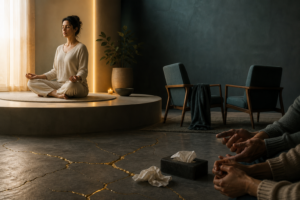 Meditation neben sichtbarem Schmerz und Konflikt – Spiritualität, die schwierige Erfahrungen nicht umgeht